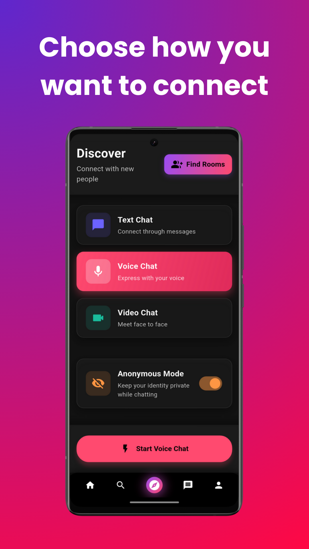 Nink discovery screen showing chat options